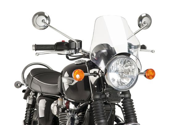 Windschild Puig Naked mit ABE für Honda CBF250, Triumph Bonneville, Suzuki GN250, Kawasaki W800, Yamaha SR500, Cagiva Raptor 125, Moto Guzzi V7 III Stone 750, Royal Enfield Continental GT 650, Ducati