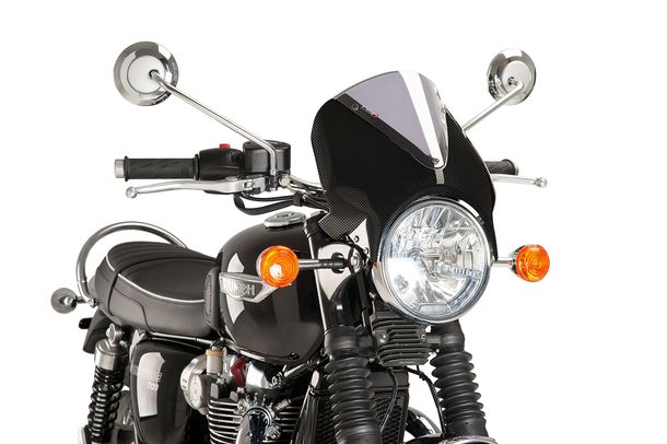 Windschild Puig Vision mit ABE für Triumph Bonneville T100, Honda CBF250, Suzuki GN250, Kawasaki W800, Yamaha SR500, Cagiva Raptor 125, Moto Guzzi V7 III Stone 750, Royal Enfield Continental GT 650