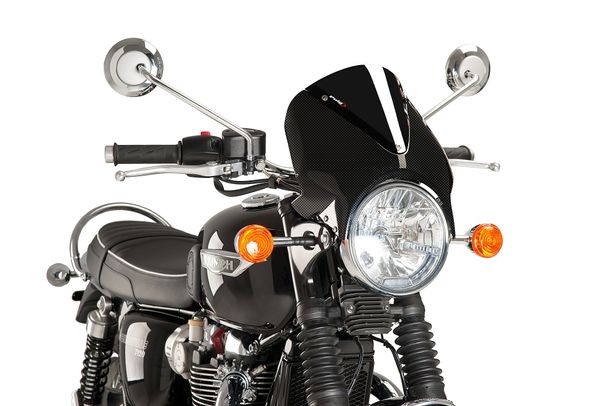 Windschild Puig Vision mit ABE für Triumph Bonneville T100, Honda CBF250, Suzuki GN250, Kawasaki W800, Yamaha SR500, Cagiva Raptor 125, Moto Guzzi V7 III Stone 750, Royal Enfield Continental GT 650