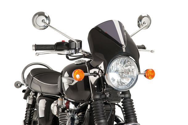 Windschild Puig Vision mit ABE für Triumph Bonneville T100, Honda CBF250, Suzuki GN250, Kawasaki W800, Yamaha SR500, Cagiva Raptor 125, Moto Guzzi V7 III Stone 750, Royal Enfield Continental GT 650