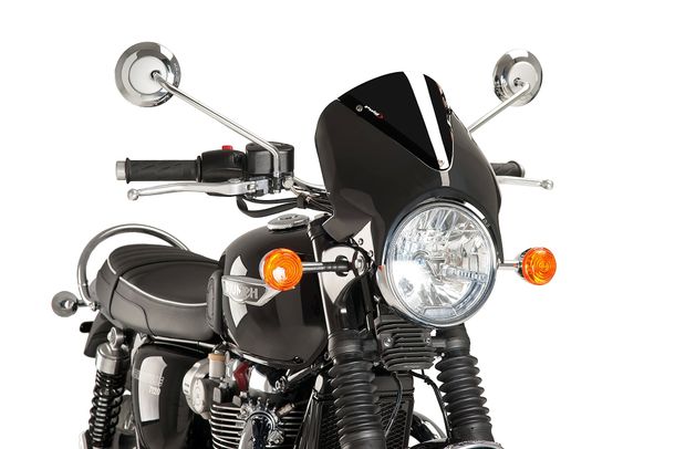 Windschild Puig Vision mit ABE für Triumph Bonneville T100, Honda CBF250, Suzuki GN250, Kawasaki W800, Yamaha SR500, Cagiva Raptor 125, Moto Guzzi V7 III Stone 750, Royal Enfield Continental GT 650