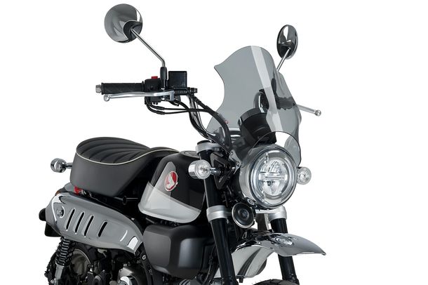 Windschild Puig Track mit ABE für Triumph Bonneville T100, Honda CBF250, Suzuki GN250, Kawasaki W800, Yamaha SR500, Cagiva Raptor 125, Moto Guzzi V7 III Stone 750, Royal Enfield Continental GT 650