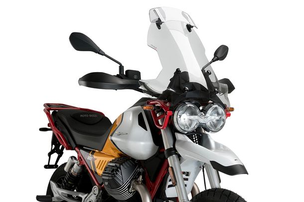 Windschild Puig Touringscheibe mit Visier 585 x 560 mm mit ABE für Moto Guzzi V85TT Travel, V85TT 850, V85 Evocative Graphics Bj. 2019 - 2023