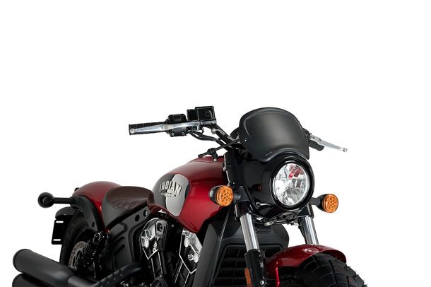 Windschild Puig ABS-Frontplatte mit ABE für Triumph Bonneville Speedmaster, Kawasaki Vulcan S, Voge 300AC, Moto Guzzi V7 Stone 850, Suzuki SV650, Yamaha XSR900, Indian Scout Bobber, Husqvarna, Hyosung