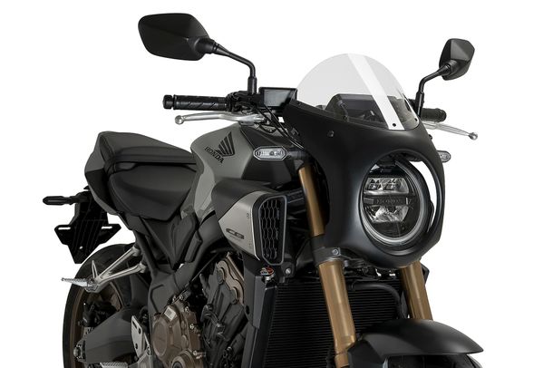 Windschild Puig Retro-Halbverkleidung mit ABE für Honda CB650R NEO Sports Cafe Eclutch, CB650R NEO Sports Cafe Bj. 2024 - 2026
