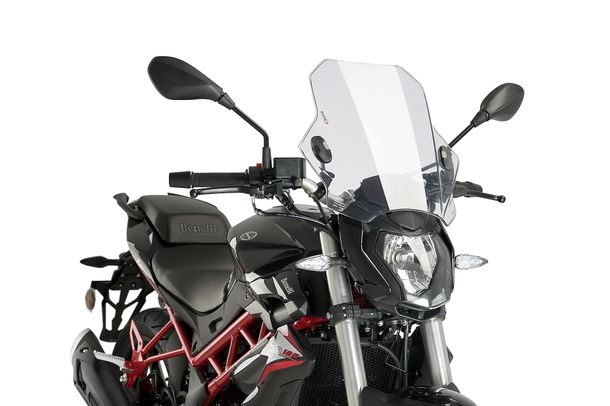 Windschild Puig Bat mit ABE für Honda CB600F Hornet, Kawasaki W800, Yamaha MT-03, Triumph Bonneville T100, Ducati Scrambler Full Throttle, Suzuki GSX-S1000, BMW R Ninet, Benelli Leoncino 500, Zontes