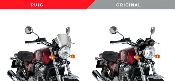 Windschild Puig ALU-Frontplatte mit ABE für Triumph Bonneville T100, Indian FTR 1200 Rally, Kawasaki Z900RS, Brixton Crossfire 500X, Honda CB1100EX, Voge 500AC, Yamaha XSR700, Moto Guzzi
