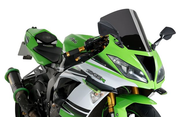 Windschild Puig R-Racer-Scheibe 370 x 350 mm mit ABE für Kawasaki ZX-6R Ninja, ZX-6R 636 Ninja Bj. 2013 - 2023
