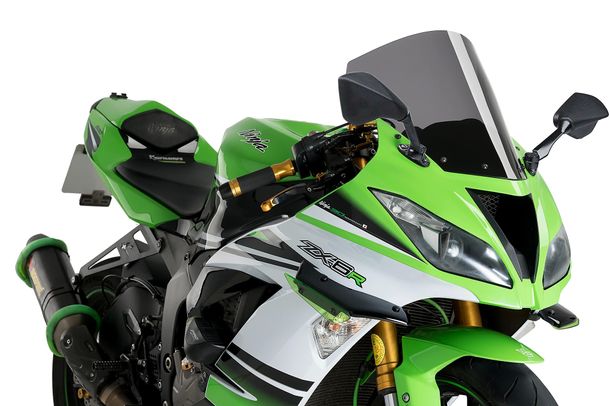 Windschild Puig R-Racer-Scheibe 370 x 350 mm mit ABE für Kawasaki ZX-6R Ninja, ZX-6R 636 Ninja Bj. 2013 - 2023