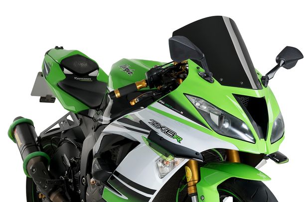 Windschild Puig R-Racer-Scheibe 370 x 350 mm mit ABE für Kawasaki ZX-6R Ninja, ZX-6R 636 Ninja Bj. 2013 - 2023