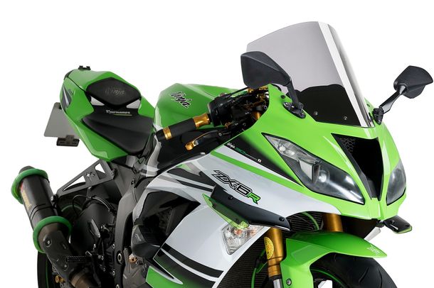 Windschild Puig R-Racer-Scheibe 370 x 350 mm mit ABE für Kawasaki ZX-6R Ninja, ZX-6R 636 Ninja Bj. 2013 - 2023