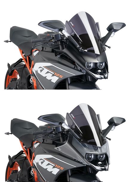 Vindruta Puig Z-Racing-ruta med ABE för KTM RC125, RC390 årsmodell 2014 - 2021