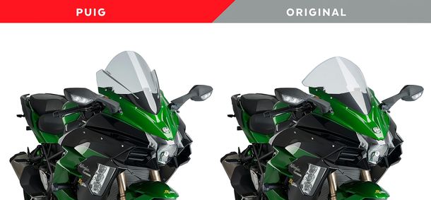 Windschild Puig Z-Racing-Scheibe 400 x 390 mm mit ABE für Kawasaki Ninja H2 SX, Ninja H2 SX SE Bj. 2018 - 2022