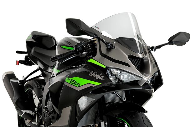 Windschild Puig R-Racer-Scheibe 338 x 345 mm mit ABE für Kawasaki ZX-6R Ninja Bj. 2024 - 2026