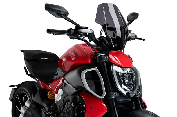 Windschild Puig New Generation Verstellbar 375 x 270 mm mit ABE für Ducati Diavel V4 Bj. 2024 - 2026