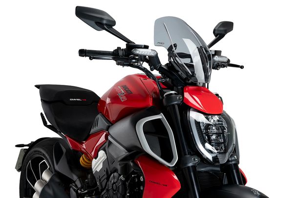 Windschild Puig New Generation Verstellbar 375 x 270 mm mit ABE für Ducati Diavel V4 Bj. 2024 - 2026