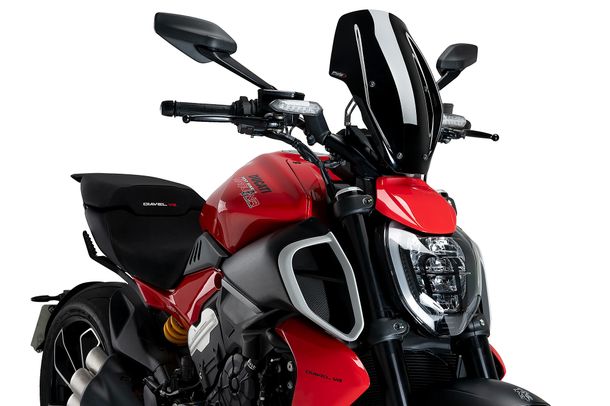 Windschild Puig New Generation Verstellbar 375 x 270 mm mit ABE für Ducati Diavel V4 Bj. 2024 - 2026