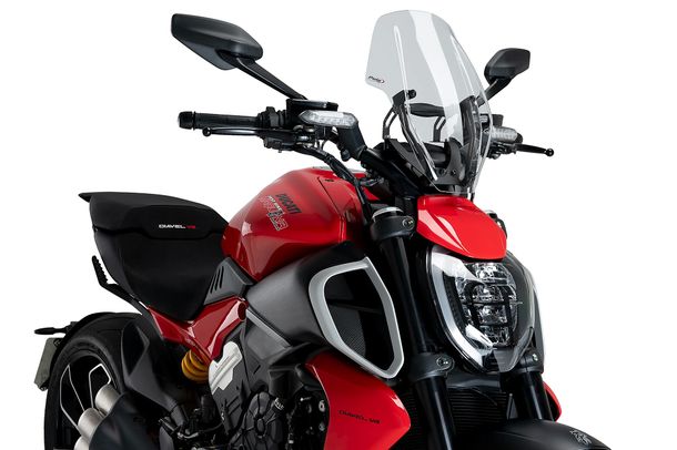 Windschild Puig New Generation Verstellbar 375 x 270 mm mit ABE für Ducati Diavel V4 Bj. 2024 - 2026