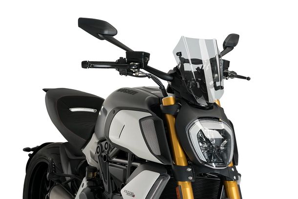 Windschild Puig New Generation Verstellbar mit ABE für Ducati Diavel 1260, Diavel 1260 S, Diavel 1260 Lamborghini Bj. 2019 - 2023