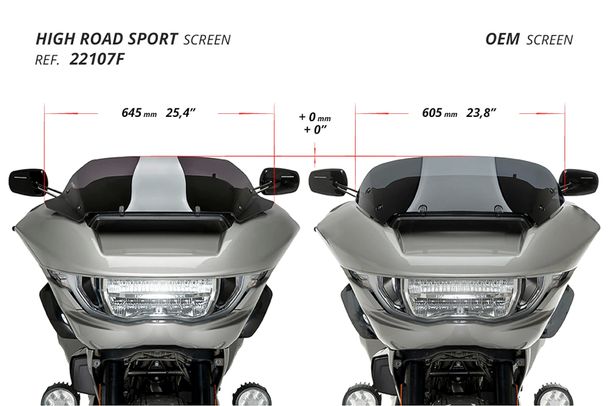 Windschild Puig High-Road Sport 145 x 645 mm mit ABE für Harley Davidson CVO Road Glide Fltrxse, CVO Road Glide ST Fltrxstse Bj. 2023 - 2026