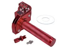 krátkodobyý plynový grip červený CNC pro 22mm řídítka pro moped, moped