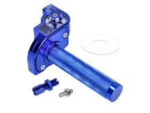Krátkootahový plynový držák modrý CNC pro řídítka 22mm pro mopedy, motocykly s malým objemem.