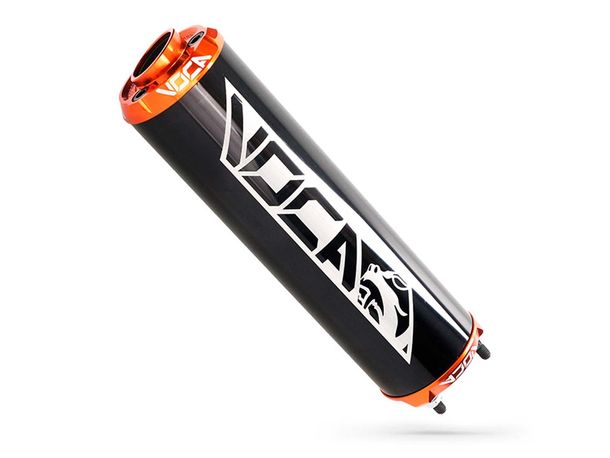 Endschalldämpfer VOCA Alu schwarz - CNC Endkappe orange