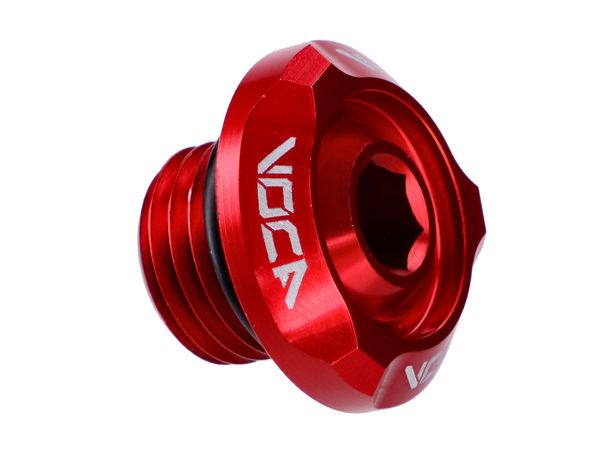 Öleinfüllschraube Voca Racing M14x1,5 rot für Minarelli liegend