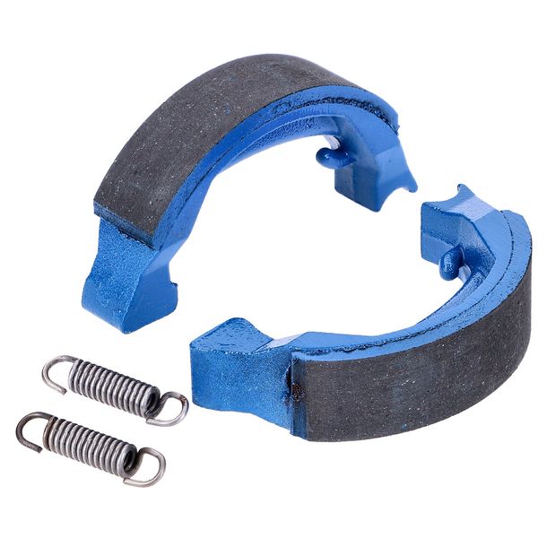 Set di ganasce freno Polini Sport 80x18mm incl. molle per freno a tamburo blu per Honda Camino, Peugeot 103, 104, Puch Maxi (cerchio a raggi), MV50X, X30, X50