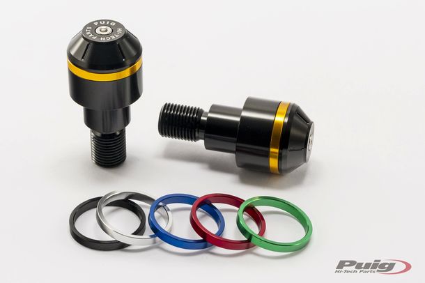 Pesos de extremidade do guiador curtos com anel Puig Preto para Yamaha TZR50, XJR1300, YZF-R125, TDM900, MT-125, MT-07, MT-10 Anos 1994 - 2026