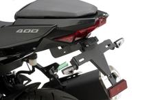 Uchwyt tablicy rejestracyjnej Puig Czarny dla Kawasaki Ninja 400, Z400, Ninja E-1, Z E-1 Rok produkcji 2018 - 2026