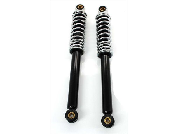 Federbein Satz 330mm 8mm Schwarz Chrom für Zündapp ZD, ZR, ZA, A, X, ZS, Hercules Prima, DKW, KTM, Rixe