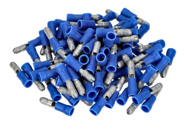Kabelschuhe Rundstecker 1-2,5mm 12V Kunststoff blau - 100 Stück