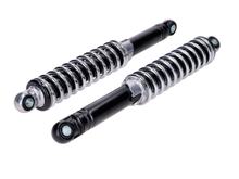 Federbein Satz 320mm Einstellbar Schwarz/Silber 10mm für Zündapp, Kreidler, Hercules, Puch, Mofa, Mokick, Moped