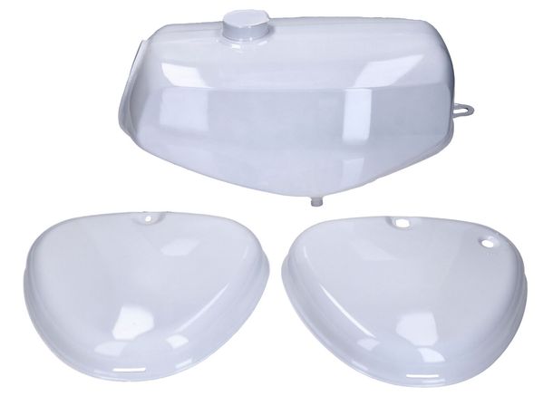 B-Ware Benzintank und Seitendeckel Set weiß für Simson S50, S51, S70