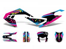 Decor / Sticker Kit zwart-roze-blauw glanzend voor Aprilia SX50 2018- Euro4