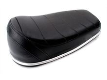 Selle look carbone noir 360mm x 175mm 90mm avec baguette chromée pour Puch Maxi, Zündapp, Kreidler, Hercules, DKW