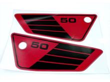 Zijkap sticker afmetingen ca 100mm hoog 270mm lang voor Yamaha FS 1 Mokick, RD 50