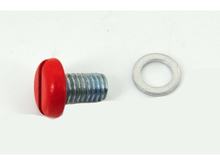 Śruba poziomu oleju czerwona z podkładką uszczelniającą aluminiową dla Zündapp, Bergsteiger Typ 434, Super Combinette, Sport R 50, C GTS, CS, KS, CX, ZD