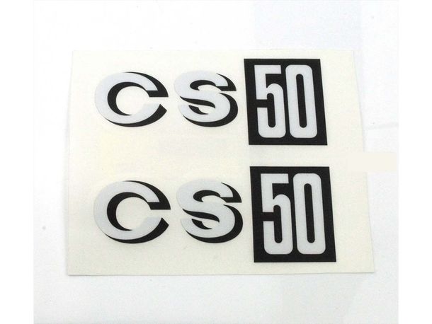 Seitendeckel VerkleidungsAufkleber Weiß Schwarz für Zündapp CS 50