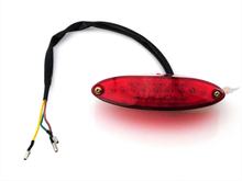 Rücklicht Motorrad 1 Stück Maße Hoch 30mm breit 120mm tief 38mm Befestigungsabstand 103mm Kabellänge 300mm 12 Volt Glas Transparent Befestigungsschrauben M4 x 17mm für Harley, Chopper
