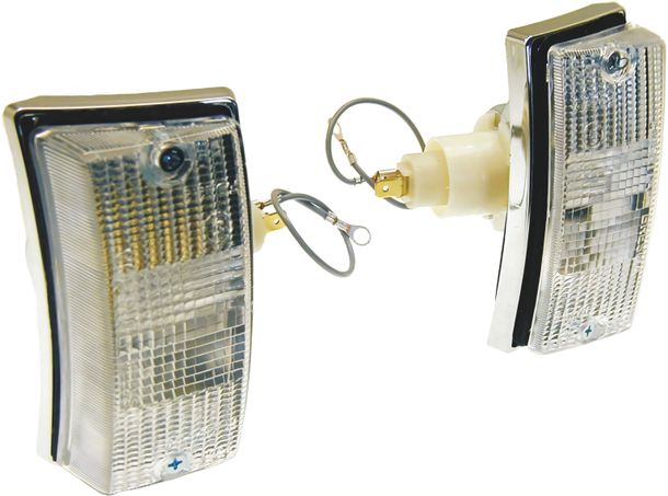 Blinker CIF Paar vorne Chromgehäuse mit weißen Gläsern für Vespa PX 30 Anni 125 / PX 125 / 150