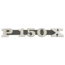 Emblém / nápis CIF " P 150 X " pro Vespa boční kryt P / PX 150 - 2 piny 145x20mm rozstoup množství děr 105mm