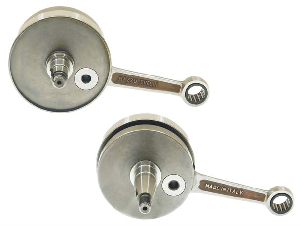 Kurbelwelle Mazzucchelli Wettkampfversion, Rundschwungrad, 19mm Konus, 51mm Hub, Pleuel poliert für Vespa