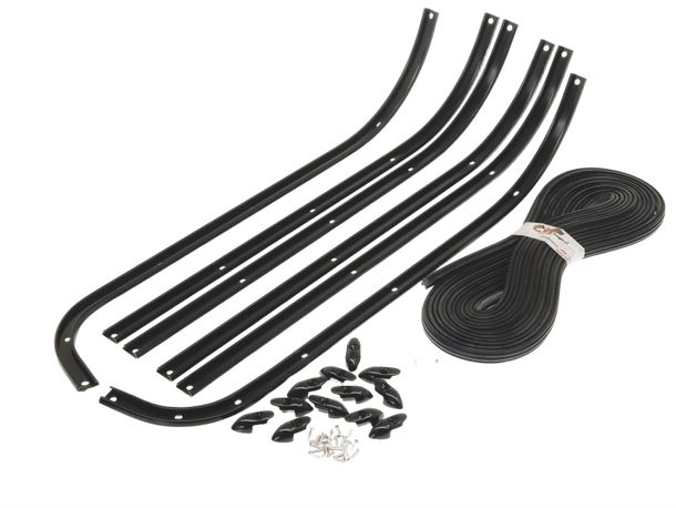 Conjunto de molduras dos estribos CIF alumínio preto acetinado com material de fixação e perfil de borracha genuína para Vespa Sprint / Rally