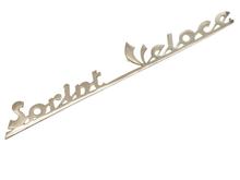 Embleem „Sprint Veloce“ aluminium met bevestigingspinnen 178 mm achterzijde voor Vespa