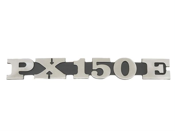 Emblem / Schriftzug CIF " PX 150 E " für Vespa Seitenhaube PX 150 - 2 Pins 158x20mm Lochabstand 105mm