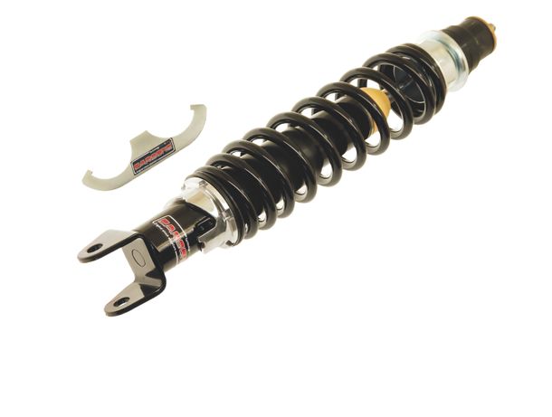 Stoßdämpfer Carbone hinten, 3-fach verstellbar, universal schwarz mit Piaggio / Gilera Schrauben