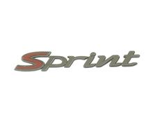 Embleem „Sprint“ groot 115 mm harsgecoat zelfklevend geblauwd voor zijkap Vespa Automatica