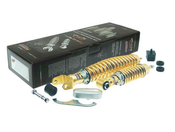 Stoßdämpfer Paar Carbone vorne und hinten, gold für Vespa 50 / 90 / 125 Primavera